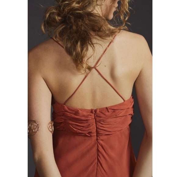 Anthropologie Red Satin Slip Mini Dress New 12 - Picture 2 of 16